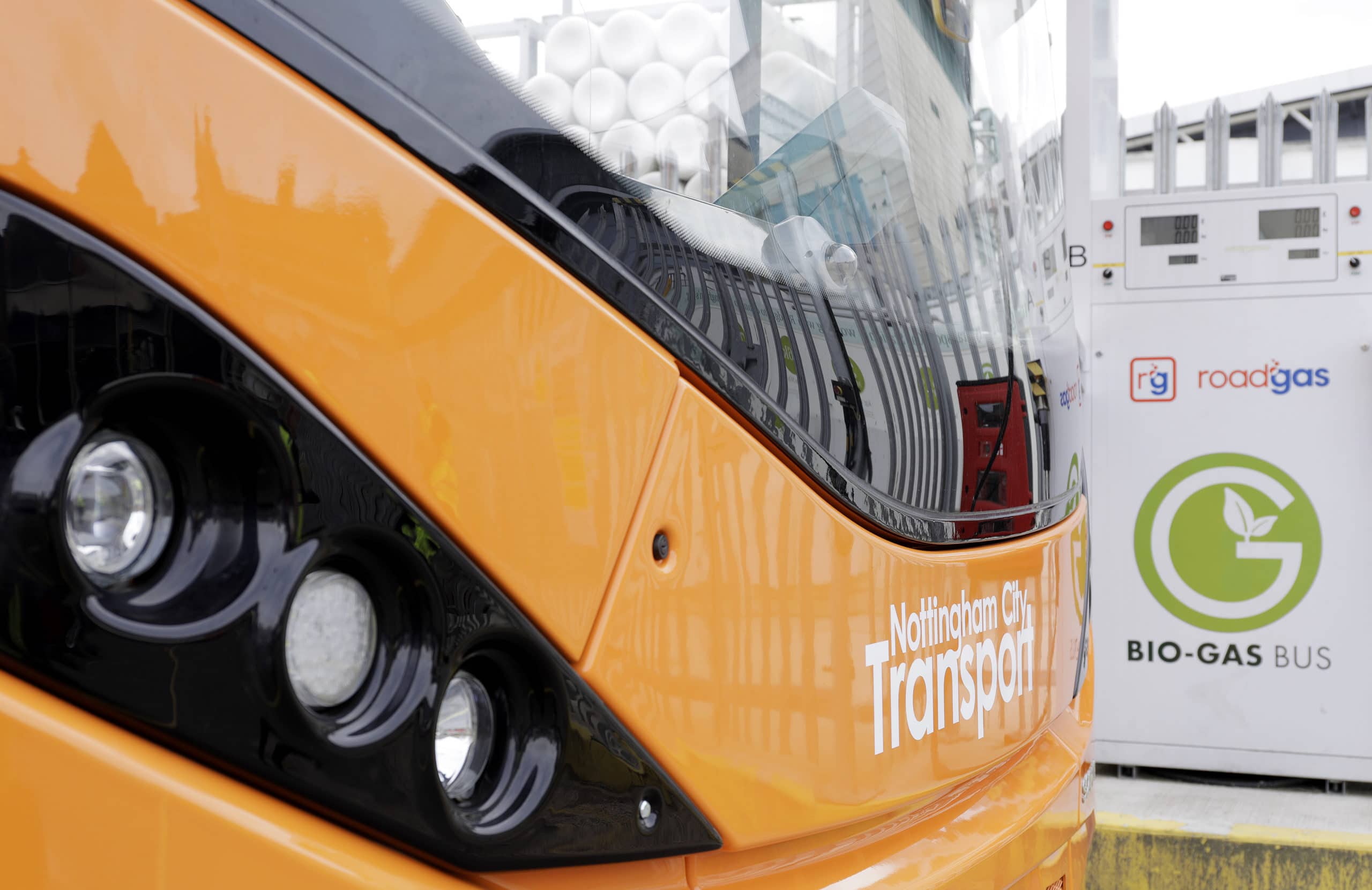 Final batch of Nottingham City Transport's Bio-Gas buses are launched on their orange line service.