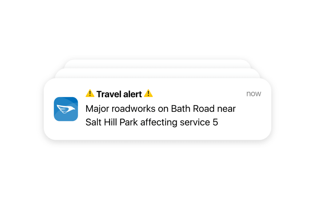 Personalised travel alert notification stack