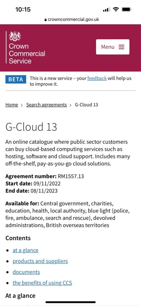 G-Cloud 13 screenshot
