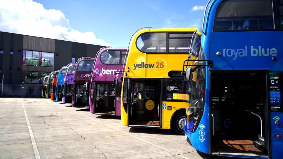 Reading Buses lined up in the depot