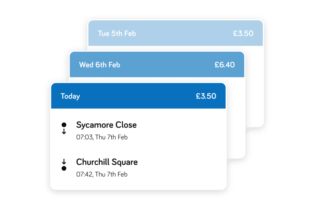 Contactless Journeys - product feature - journey history