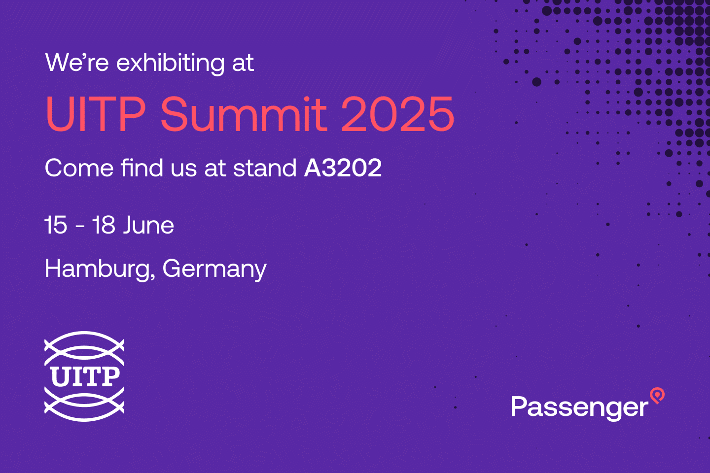 We're exhibiting at UITP Summit 2025, 14-17 July - Hamburg, Germany