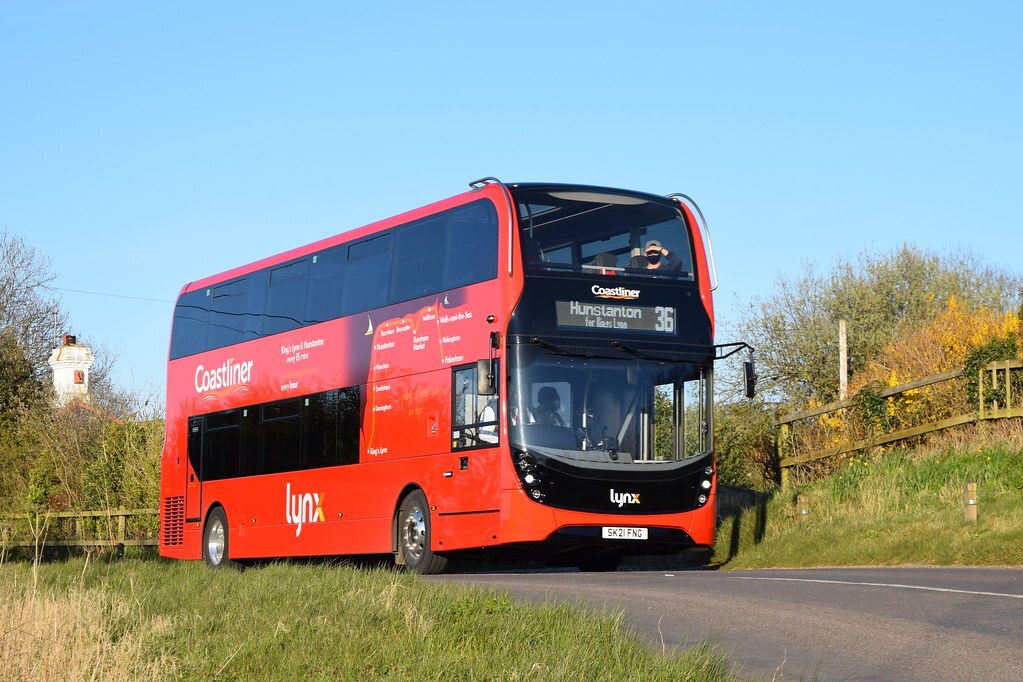 A Lynx ‘Coastliner’ double-decker bus